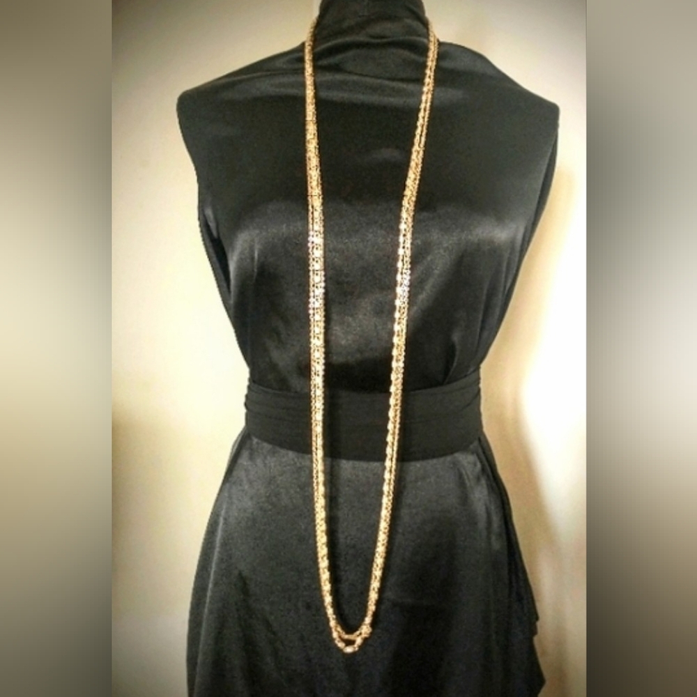 Vintage 40s BEAUTIFUL Multi Strand Gold Tone Opera Length Necklace - W. Germany